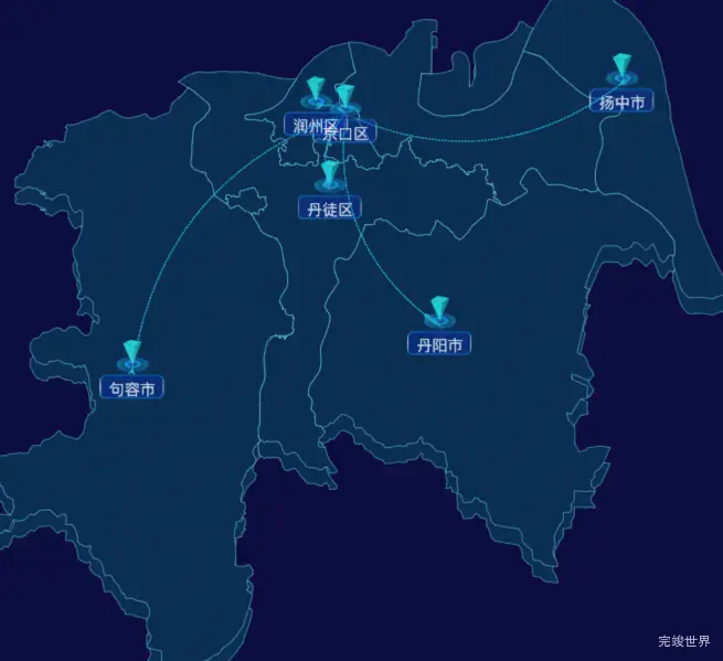 echarts镇江市地区地图geoJson数据-自定义文字样式